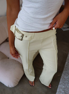 front view of model wearing Princess Polly Alyanna Hardware Pants Cream 
