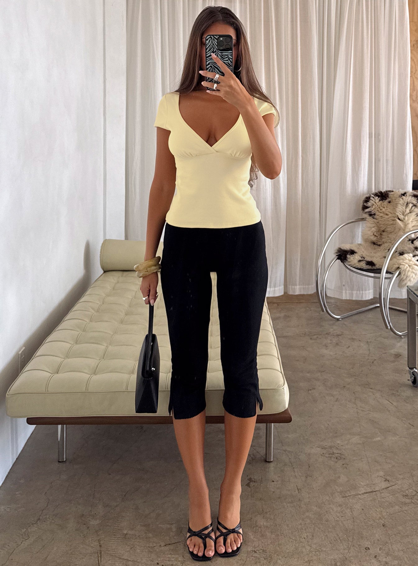 CAPRI RIB PANTS ブラック　1サイズ Baseline Rib Capri Pants Black | Princess Polly