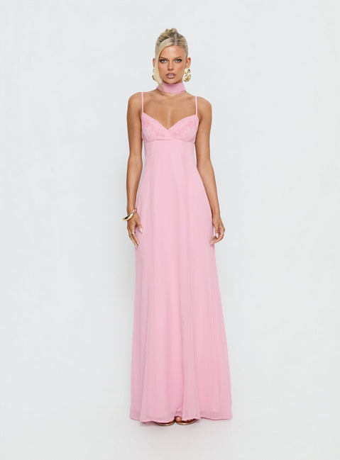 Jadira Scarf Maxi Dress Light Pink