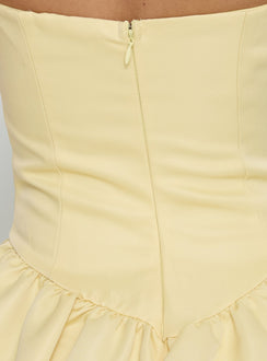 Soft Bloom Drop Waist Strapless Maxi Dress Yellow