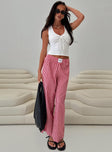 front view of model wearing Princess Polly Beach House Pants Red Gingham High Waisted Pants 