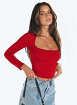 product Princess Polly Full Sleeves Asymmetric Neckline  Back In Time Long Sleeve Top Red