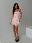 Pink and white Floral mini dress