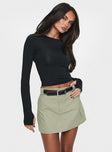   front view of model wearing Princess Polly Gonzales Mini Skirt Olive Mini Skirts 