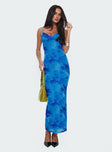 Floral print mesh maxi dress Adjustable shoulder straps, v-neckline Good stretch, fully lined Princess Polly Lower Impact