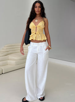front view of model wearing Princess Polly Pedra Wide Leg Pant White Low Rise Pants 