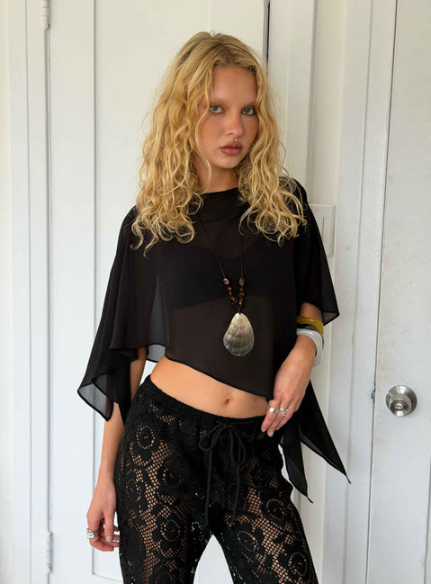 Mairelle Sheer Poncho Black