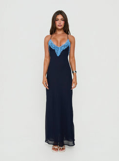 Call My Lover Lace Slip Maxi Dress Navy