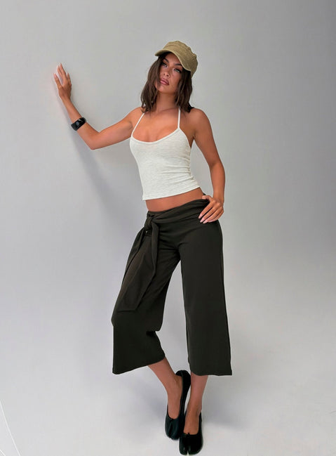 Allena Gaucho Tie Detail Shorts Slate