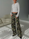 front view of model wearing Princess Polly Briony Jeans Camouflage Low Rise Jeans 