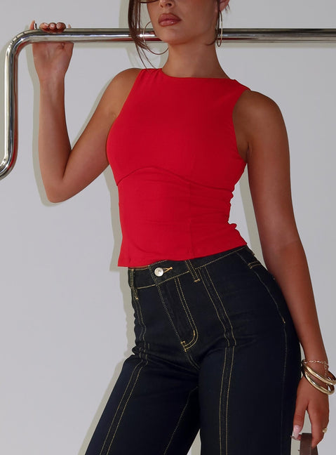 Georgetta Bust Detail Cami Top Red
