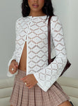 White Crochet top Long sleeves, button fastening
