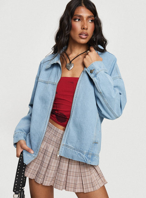 Denim Denim bomber jacket Pointed collar, zip fastening down front, twin hip pockets, single button cuff