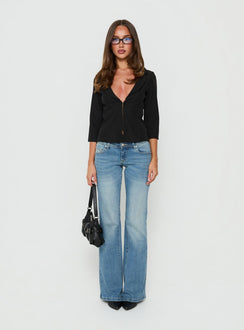 Alyss Ultra Low Rise Flared Jeans Light Vintage Blue