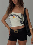 front view of model wearing Princess Polly Barcelona Tube Top White Sleeveless straight 