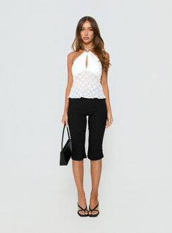 Note To Self Ring Detail Arrowneck Top White