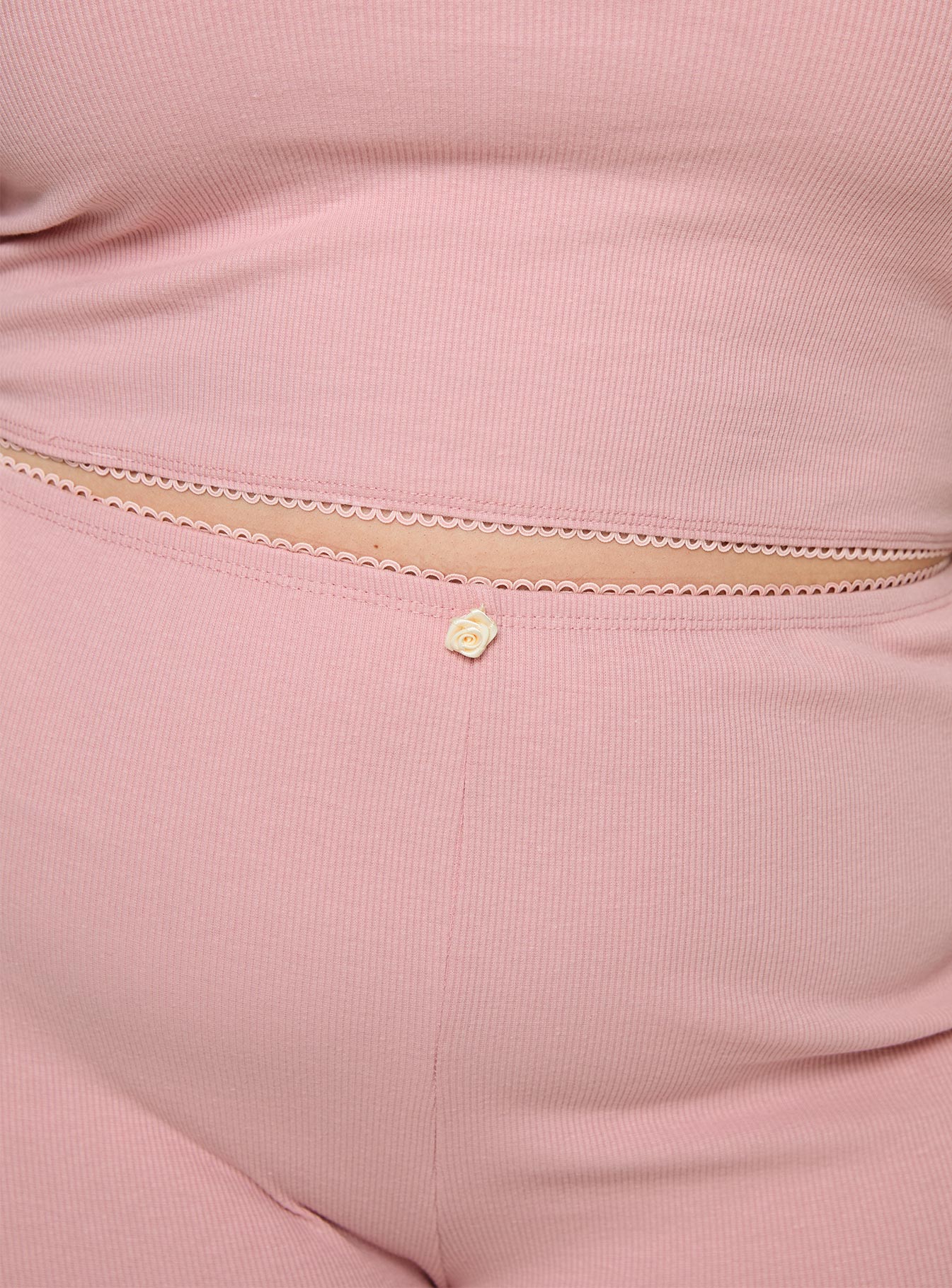 Riley Matching sleep set Tank style top, ribbed material, lace trim with flower detail, elasticated waistband