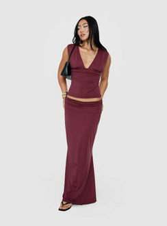 Liorah Thick Strap Plunge Neck Top Red