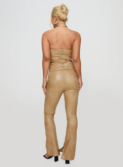 back view of model wearing Princess Polly Roddie Lace Up Pants Brown Low Rise Pants 