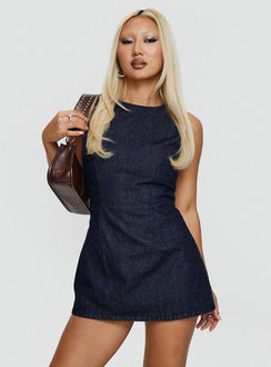 Ainsleigh Shift Denim Playsuit Dark Wash Tall
