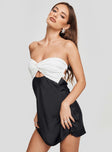 front view of model wearing Princess Polly Shellie Mini Dress Black / White Sweetheart Neckline 