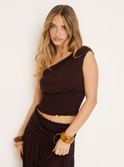 Full Orbit One Shoulder Top Chocolate