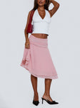 Evanescence Asymmetrical Midi Skirt Pastel Pink