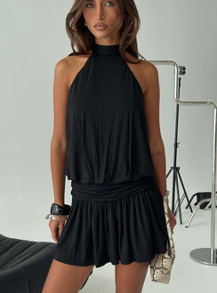 Lealeia Halter Slouch Mini Dress Black
