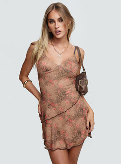 front view of model wearing Princess Polly Frilled To Be Here Mini Dress Multi Plunger 