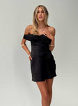 front view of model wearing Princess Polly Sadee Mini Dress Black Sweetheart Neckline 