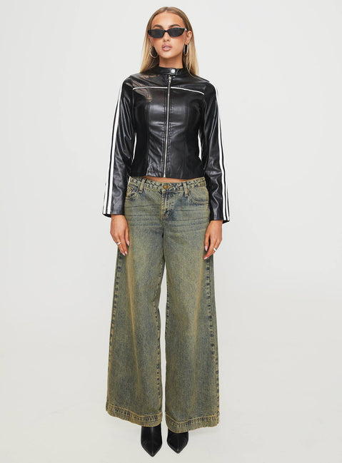 Lowgan Faux Leather Jacket Black