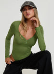 Delgado Long Sleeve Bodysuit Olive