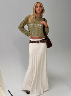 front view of model wearing Princess Polly Birdena Sweater Green Cropped 