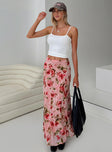   front view of model wearing Princess Polly Vespera Maxi Skirt Pink Maxi 