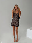 Mini dress Lace material, cowl neckline, fixed straps, invisible zip fastening Good stretch, fully lined 