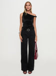 front view of model wearing Princess Polly Jankins Baggy Jeans Black High Waisted 