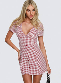 Loveliness Playsuit Red Check