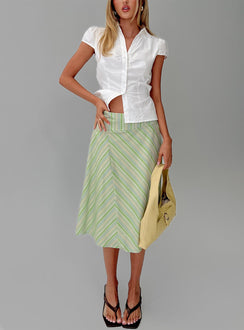   front view of model wearing Princess Polly Vettie Midi Skirt Green Multi Midi Skirts 