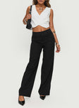 front view of model wearing Princess Polly Alaina Pants Black High Waisted Pants 