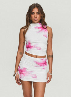   front view of model wearing Princess Polly Lychee Mini Skirt Multi Mini Skirts 