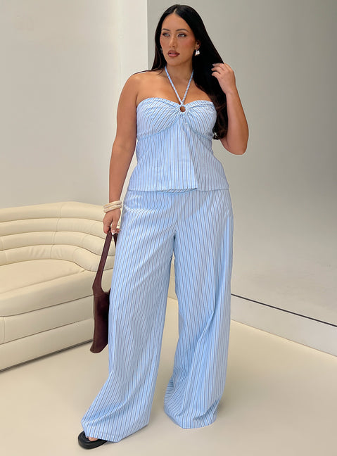 Sofea Halter Top Blue Stripe Curve