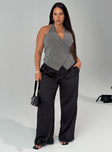 First Place Low Rise Satin Pant Black Curve