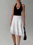 Evanescence Asymmetrical Midi Skirt White / Polka Dot