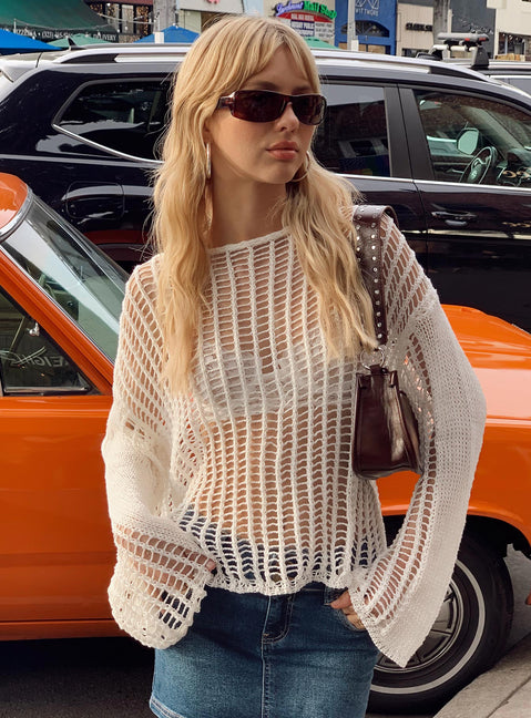 The Kennedy Sweater White Lower Impact Princess Polly  long 