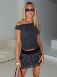 Ready To Party Frill Skort Black Polka