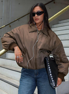 Say Less Bomber Jacket Dark Brown