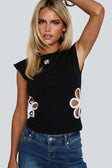 Currents Cut Out Detail Top Black