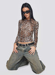 Believe Me Long Sleeve Top Leopard