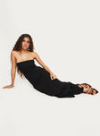 front view of model wearing Princess Polly Yahir Strapless Maxi Dress Black Straight Neck 