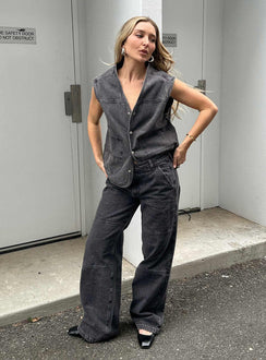 product Princess Polly High Waisted  Freedom Jeans Washed Charcoal